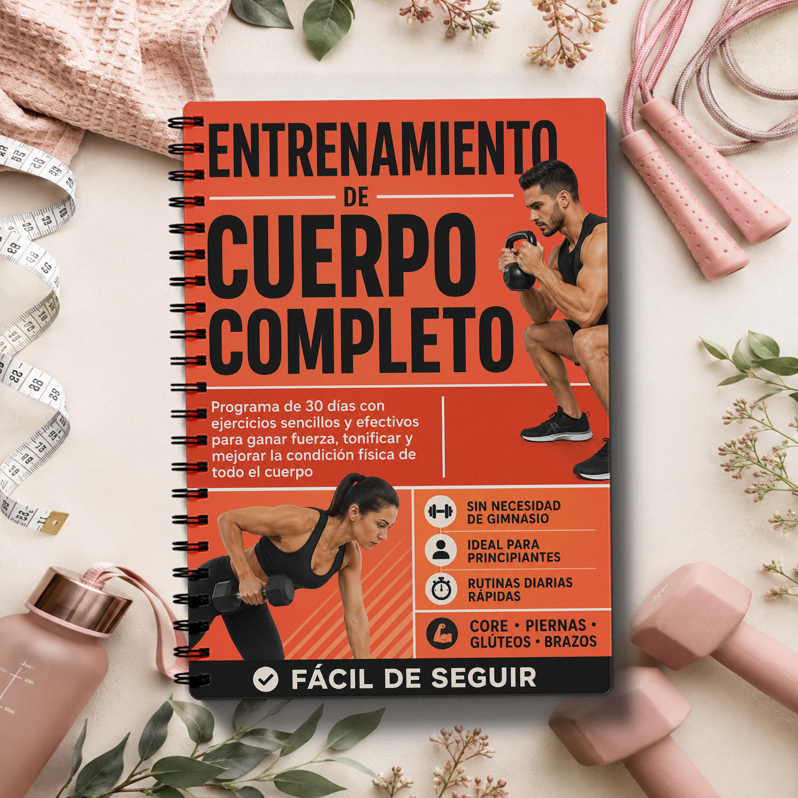 TEMU Versión Española Plan de Entrenamiento de 30 Días para Todo el Cuerpo, de Entrenamiento con Peso Corporal de Fitness en Casa para Principiantes,