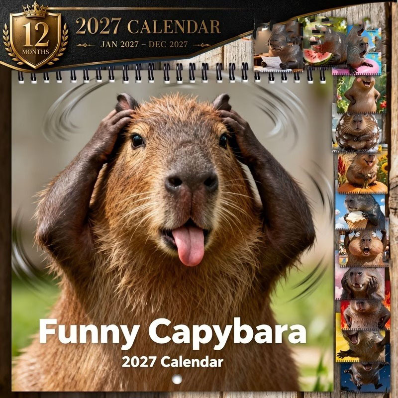 TEMU Capybara Calendar 2027, Funny Calendar 2027, 12-month Wall Calendar With Hilarious Capybara Photos, Novelty Gifts For Men And Women, Novelty