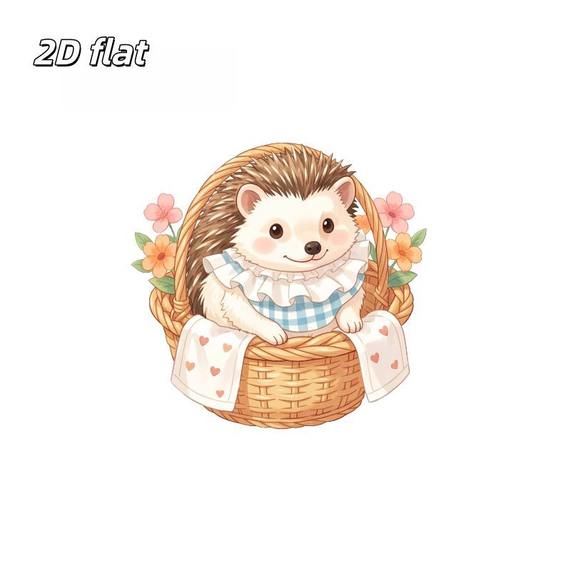 immagine dell'articolo 2 pezzi Adesivo piatto 2D Adorabile riccio in cesto di vimini con fiori Vinile termotrasferibile da cucire con ferro da stiro Patch carino con grafica di animali spinosi Adesivo termotrasferibile da cucire con ferro da stiro per magliette felpe borse tessuti decorazione di abbigliamento