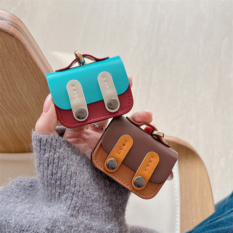 Korean Color-Blocking Backpack Is Suitable for Airpods Pro2/3 Protective Case with Lanyard Suitable for Earphone Shell Second And Third Generation Niche for Airpods 4 Protective Case