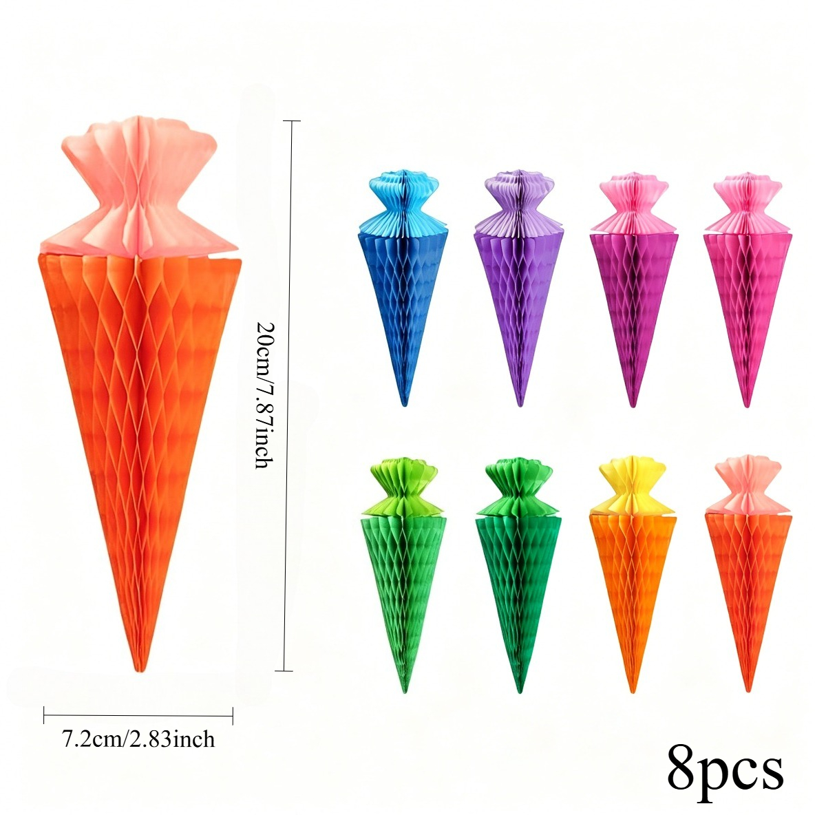 Image of 8pcs School Cones Sugar Bags Banner Decoration Hanging Decoration, Back To School Table Window Ceiling Centerpiece Decorations For First Day Of School Honeycomb Decoration