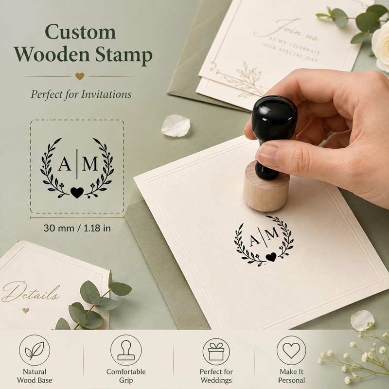 TEMU Personalized Custom Wooden Seals With Your Own Design, Customizing Personal Logos, Addresses, Wedding, Library Seals. Suitable As Gifts For