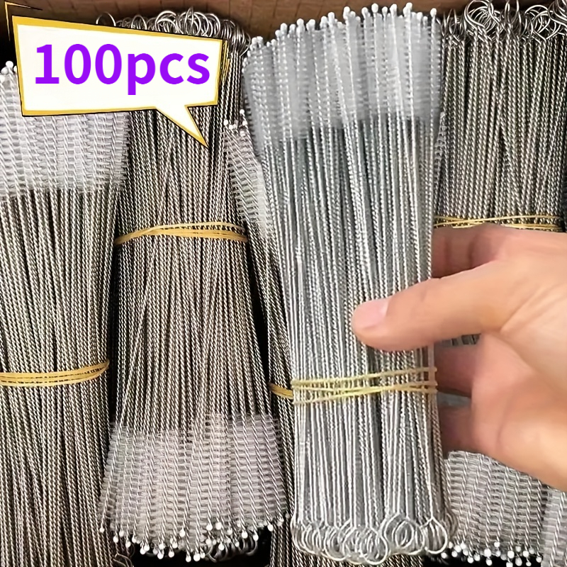TEMU Stainless Steel Set, Long-handled, Durable And Suitable For Cleaning Kitchen Utensils, Cups, Pots, Pipes, And Keyboards