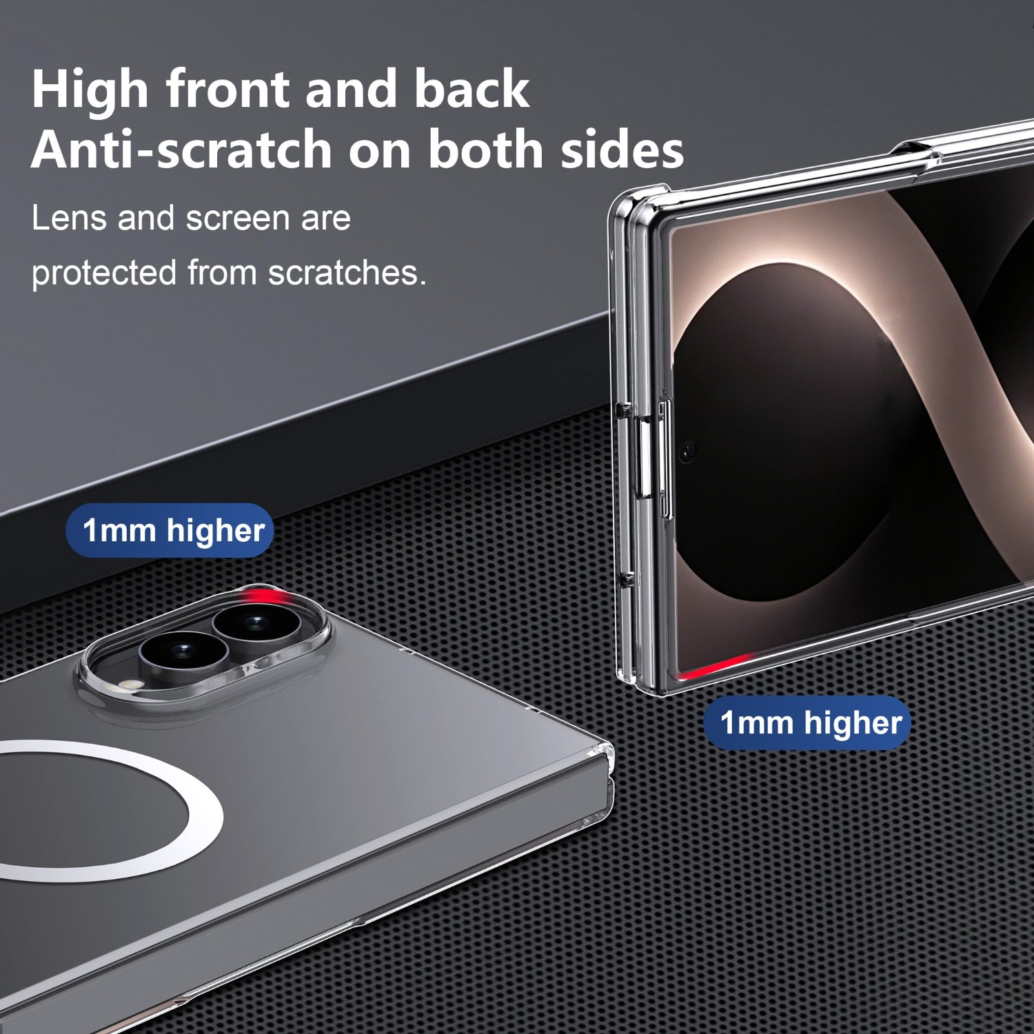 Phone Case: Magnetic Case for Samsung Z Fold8 Phone Case Transparent Case with Rope Holes - Magnetic Clear Slim, Anti-Scratch Ultralight Non-Slip Back for Galaxy Z Fold 8 Case Transparent
