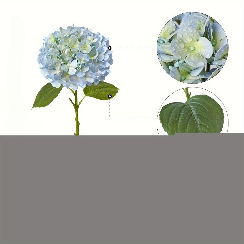 4pcs Blue Hydrangea Artificial Flowers - Realistic Long Stem Hydrangea, Wedding Fake Flower Centerpiece, Family Vase Decoration, Sky Blue And White, And Spring Party
