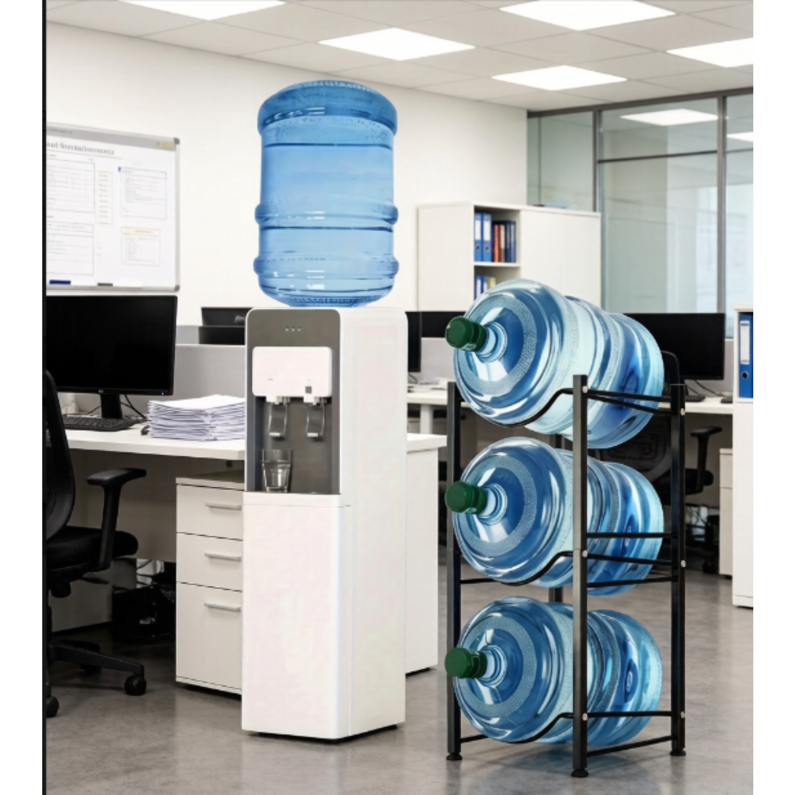 TEMU 3-tier 5-gallon Water Jug Rack - Heavy Duty Detachable Metal Stand, Black