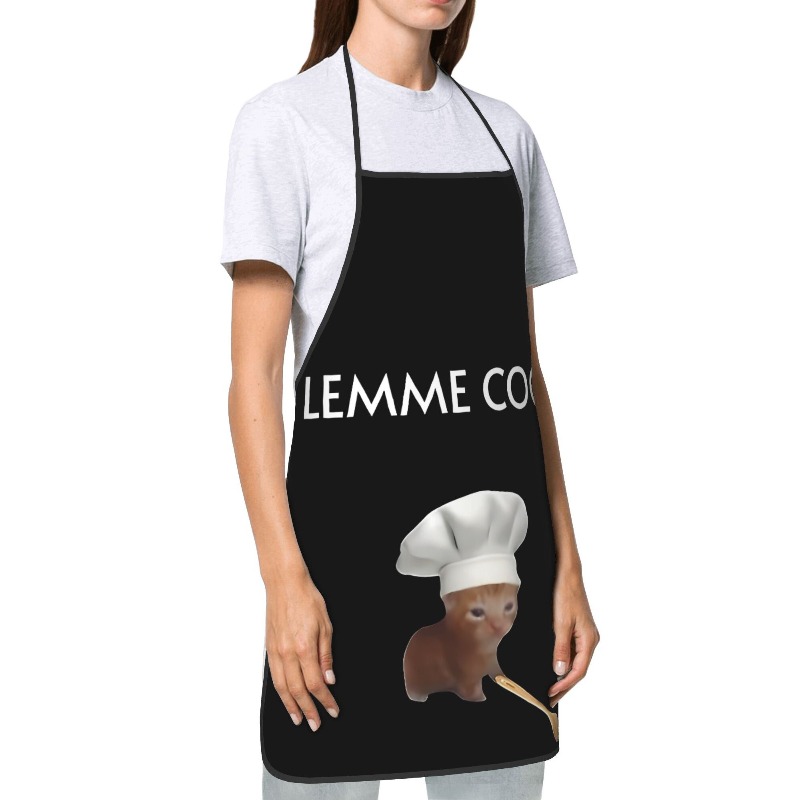 TEMU Grembiule da chef 1 pz con gattino e stampa vintage " Cook" - a chef, cucine professionali, cuochi e uso , grembiule in poliestere lavabile a /,