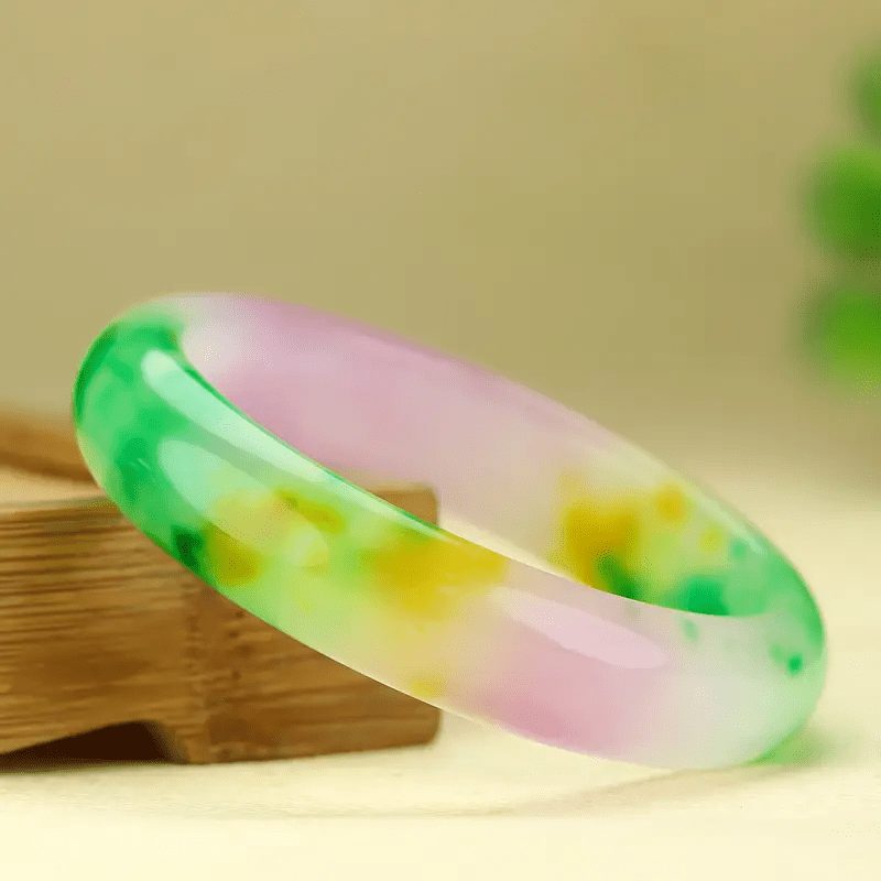 Women's Elegant Natural Stone Colorful Floral Pattern Bracelet, Gift