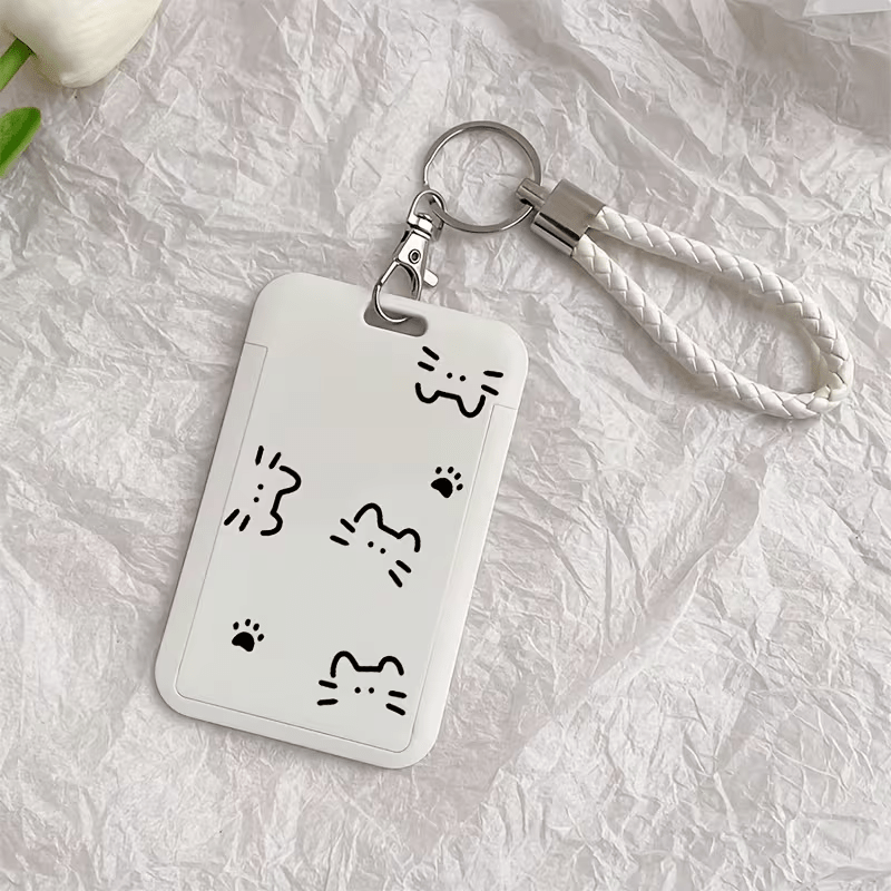 E-shop 2D Einfaches Katzenmuster – Langlebiger Lanyard-Ausweishalter – Multifunktionaler Karten-Schutz, Foto-Kartenhülle Schlüsselanhänger – Geeignet