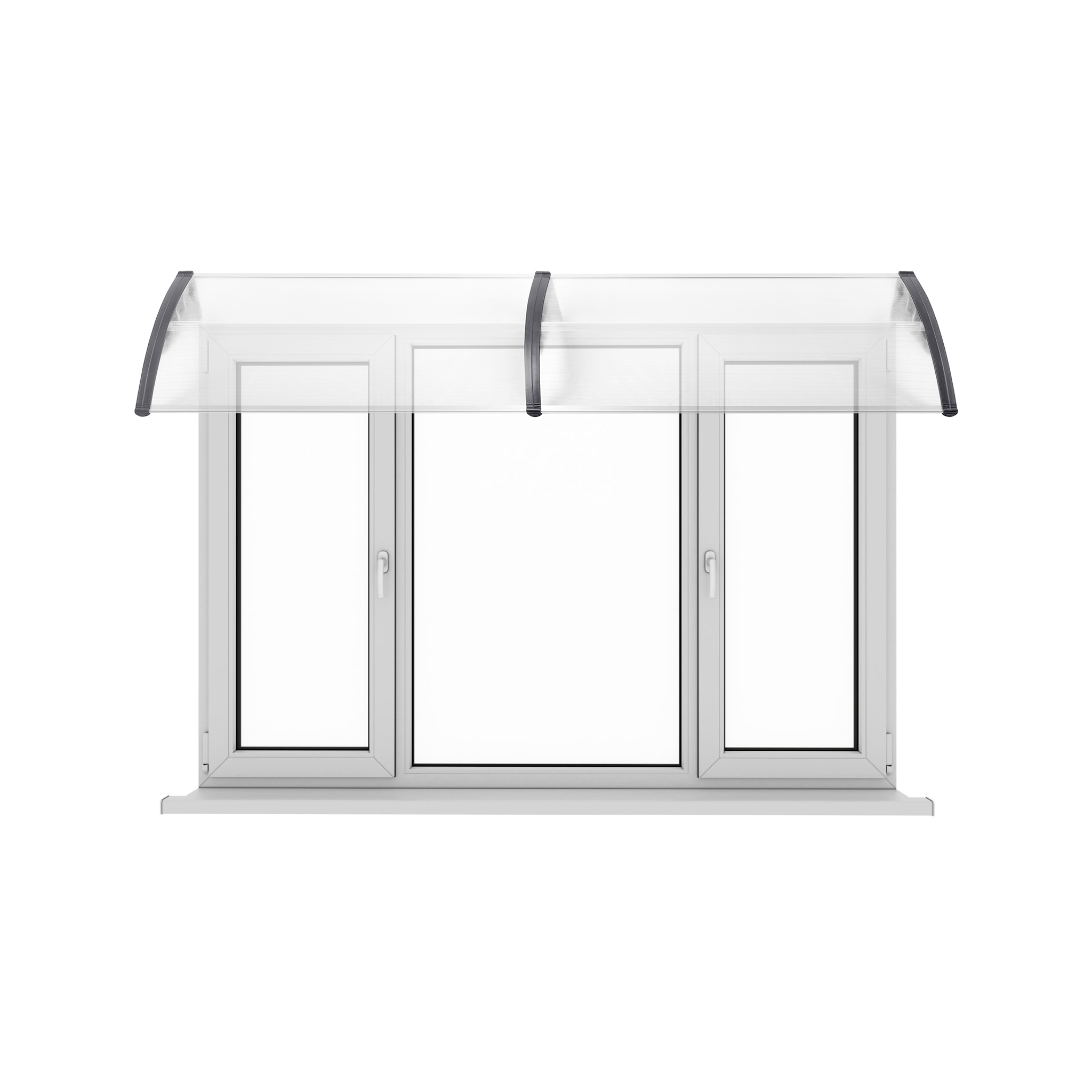Image of 120/150/200/300cm Front Door Awning Arched Awning For Front Door Transparent Polycarbonate Door Roof Single Slope Awning, Grey