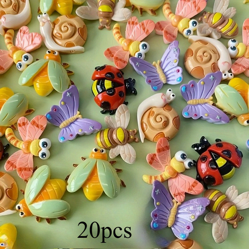 Image of 20pcs Premium Detailed Resin Ornaments, Random Mixed Colors & Random Assorted Styles, Animal Shapes, Supplies For Jewelry, Phone Case, Hair Clips, Shoelace Buckles