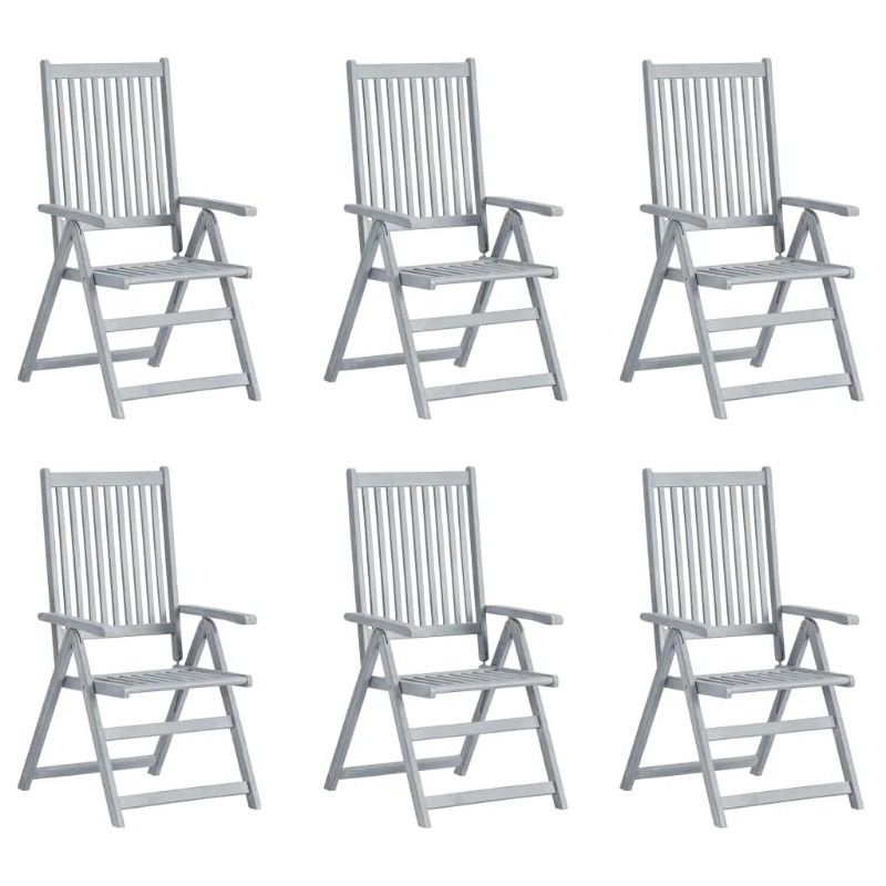 patio reclining chairs 6pcs with cushions solid acacia wood