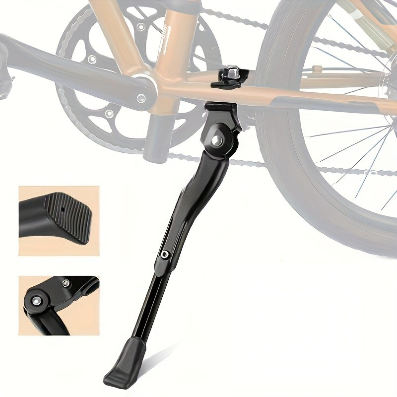 TEMU Adjustable Bicycle Parking Stand Made Of High-strength Aluminum Alloy, Thickened Stable Side Kickstand For Bikes With Anti-slip Rubber Base To