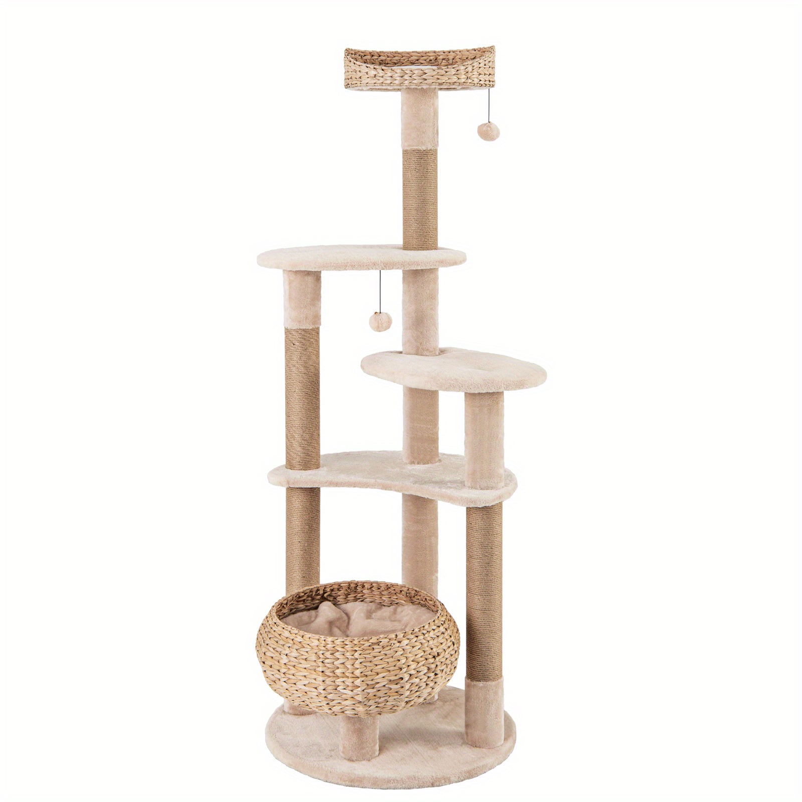 59" Multi-level Cat Tree Tower Suitable For Cats - 5-tier Cat Activity Center With Sisal Scratching Posts, Soft Hammock, Washable Cushions, Condo & Perch - Sturdy Climbing Tree For Kittens & Cats