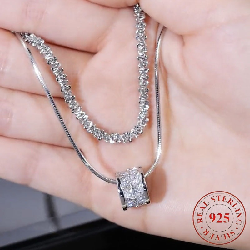 S925 Sterling Silver Double Collarbone Chain Necklace