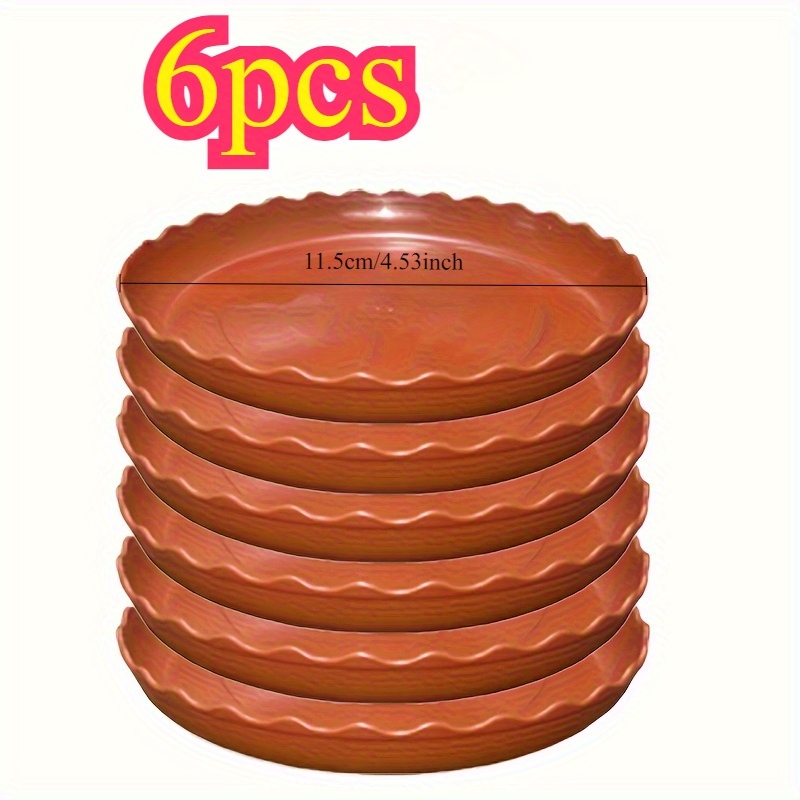 TEMU 6pcs Sturdy Wavy Edge Resin Flower Pot, Durable Plastic Water Tray, Suitable For Indoor/outdoor Garden Plants, Easy To Clean, Space Saving,