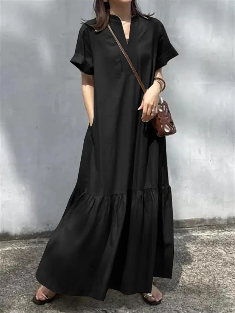 loose baggy dresses Womens Oversized Baggy Flowy Maxi Dress Summer Beach V Neck Dresses Loose Casual Dress Lightweight Long Sundress Army Green at Amazon Women's Clothing store