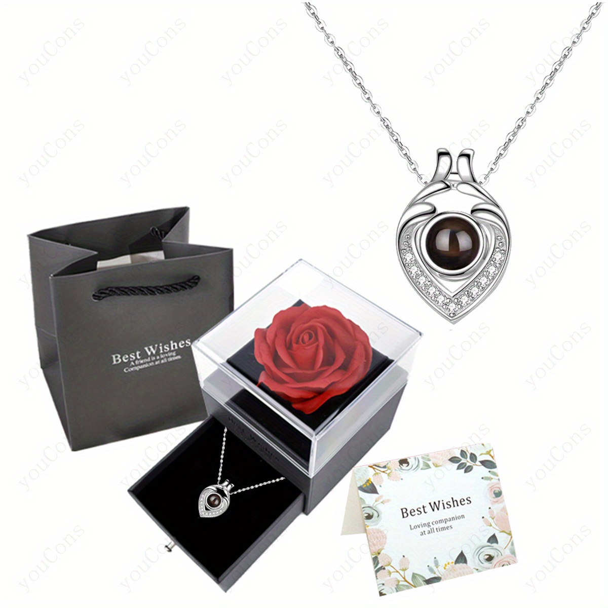Women's "I Love You" in 100 Languages Projection Pendant Necklace
