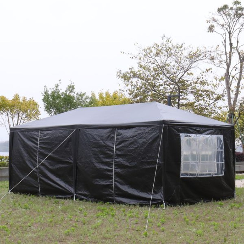 10'x20' Outdoor Party Tent with 6 Removable Sidewalls - Heavy-Duty Canopy Gazebo, High Quality Event Tent with Easy Setup, for Weddings, Parties, Markets, Markets - Black, Tents for Outside Party, Wedding Shelter, Sturdy Rope Support, Reinforced Frame, Market Vendors, Patio Shelter, Durable Construction, Weatherresistant Material, Market Stall Owners