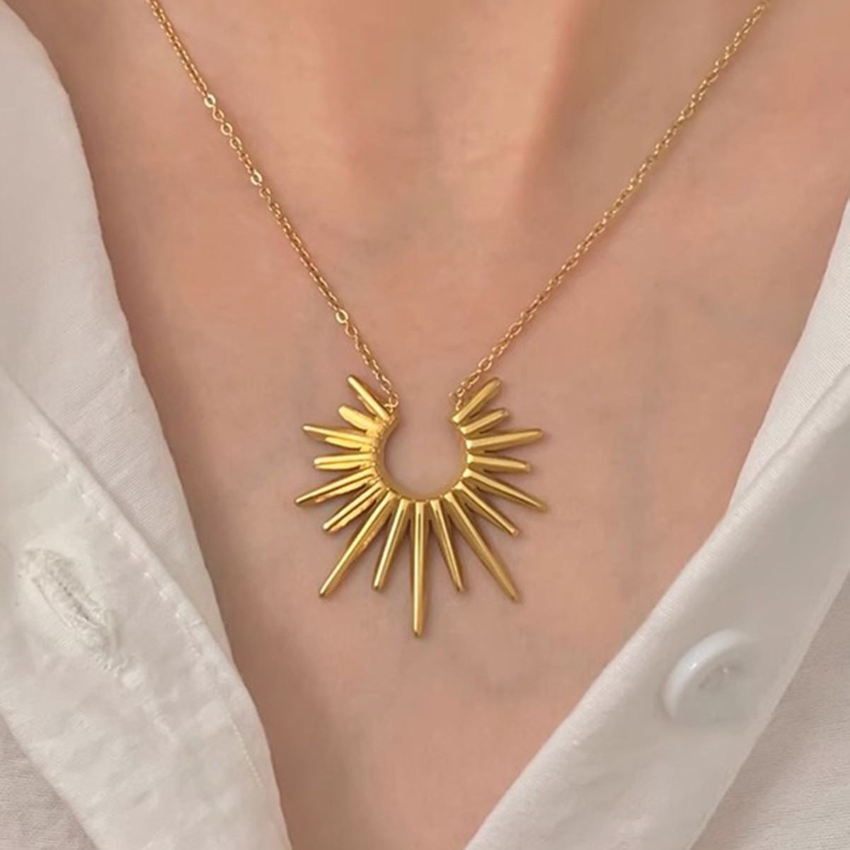 TEMU 1pc Easy Sunflower Pendant Necklace, 304 Stainless Steel Jewelry, Women's Fashion Pendant Necklace, Women's Additions, Middle Eastern Ramadan