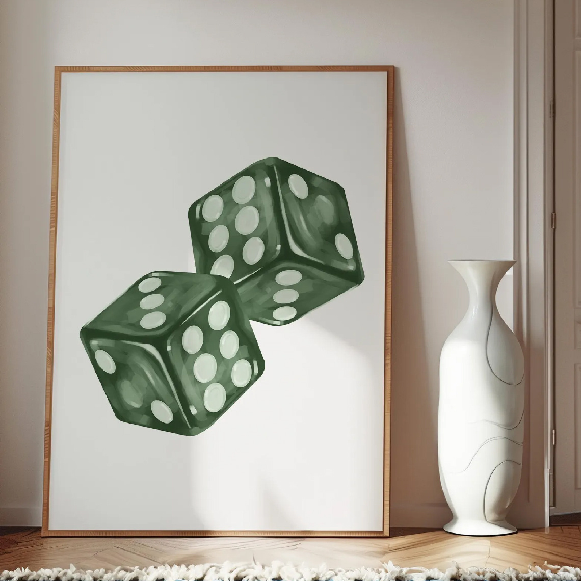 TEMU 1pc Dark Green Aesthetic Wall Art - Solid Color Green Dice Poster Suitable For Bedroom, Living Room Decor, Housewarming Gift, Preppy Aesthetic