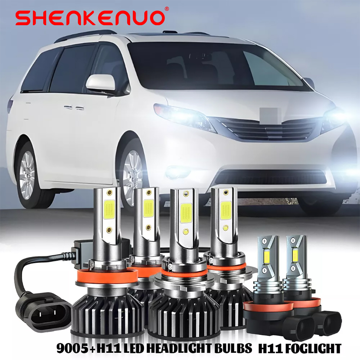 

6pcs For Toyota Sienna 2011-2020 Led Headlight Bulbs Hi/ Lo Beam Fog Light Bulbs Combo