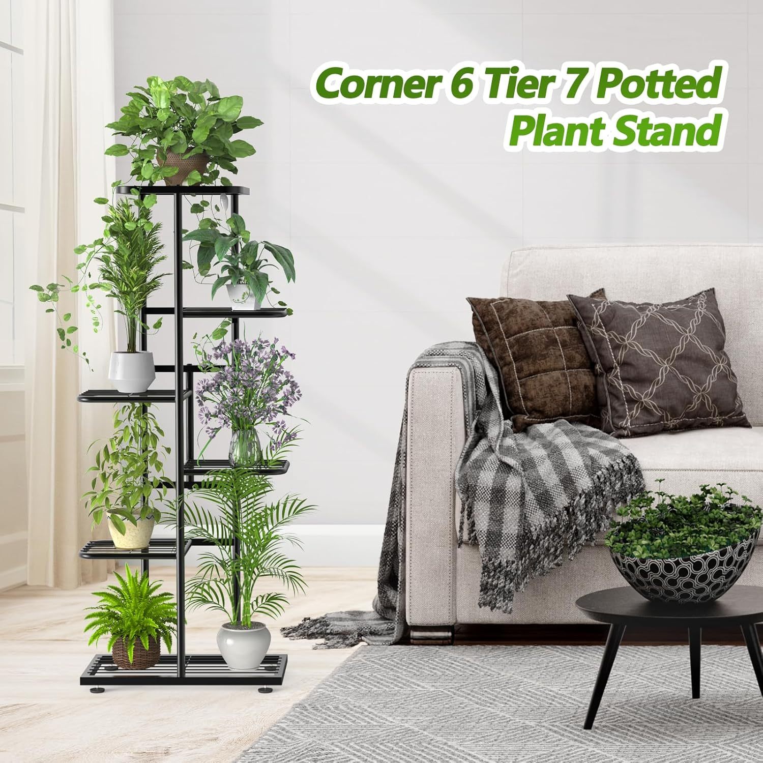 

6-tier Metal Plant Stand - Indoor/outdoor Display Shelf With Wide Base & Easy , Plant Rack, Rectangle Shape