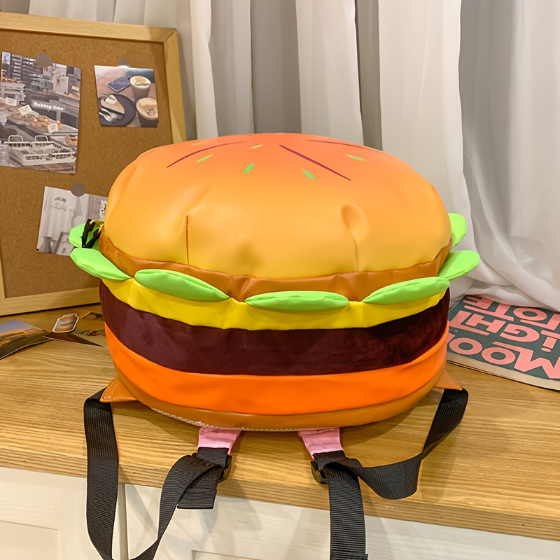 Backpack With Burger Print Bag - Large Capacity Bookbag Suitable For &, Adjustable Shoulder Straps, Lightweight Supplies Carrier For, Travel, Birthday Gifts (color Options )