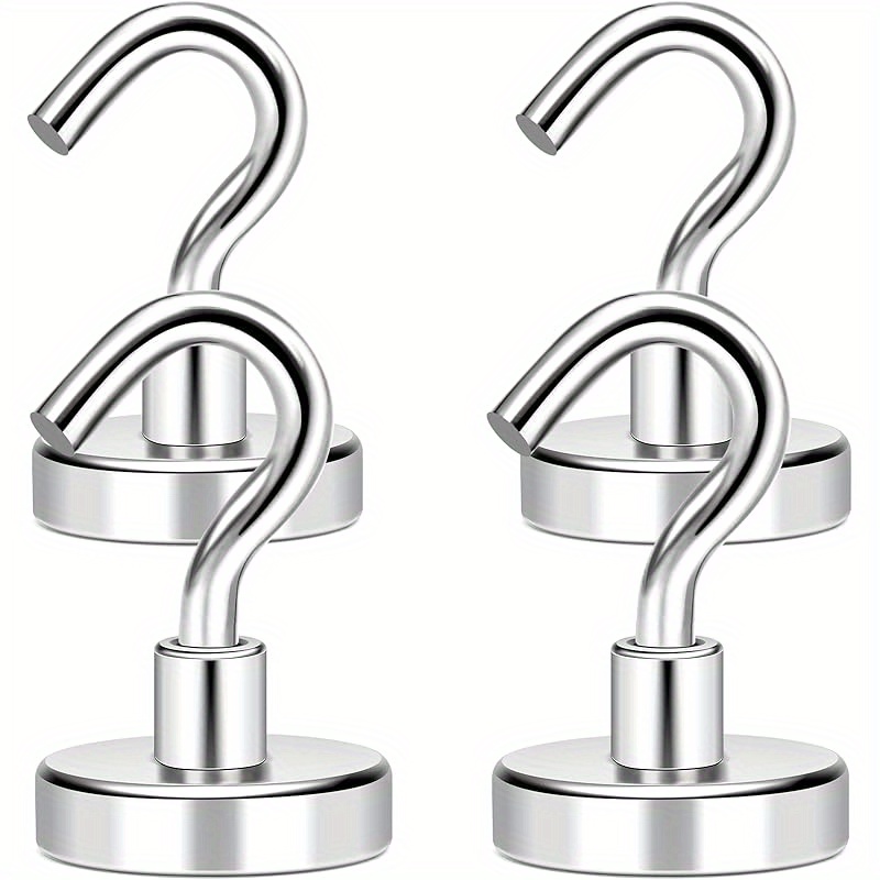4-pack Magnetic Hooks Heavy Duty, 150lbs+ Magnet Hooks For Cruise Essentials, Neodymium Earth Magnets With Hook For Hanging, Magnetic Hanger For Fridge, Toolbox, Storage