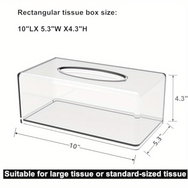 2 pack clear tissue dispenser box lar facial acrylic tissue box cover holder napkin organizer for bathroom kitchen and office room rectangle 10l x 5 3 w x 4 3 h Product details 1