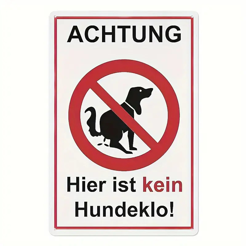 E-shop 2D-Flach, . 2D-Flachdruck Vintage Metallschild Hund, Hunde , Badezimmer-Warnschild mit deutschem Text, wandmontierbares dekoratives Blechschild