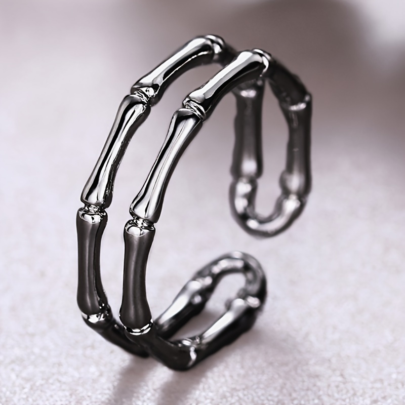 Image of Trendy Minimalist Bone Festival Skeleton Ring For Women And Men Carnival Gothic Style Jewelry Halloween Additions