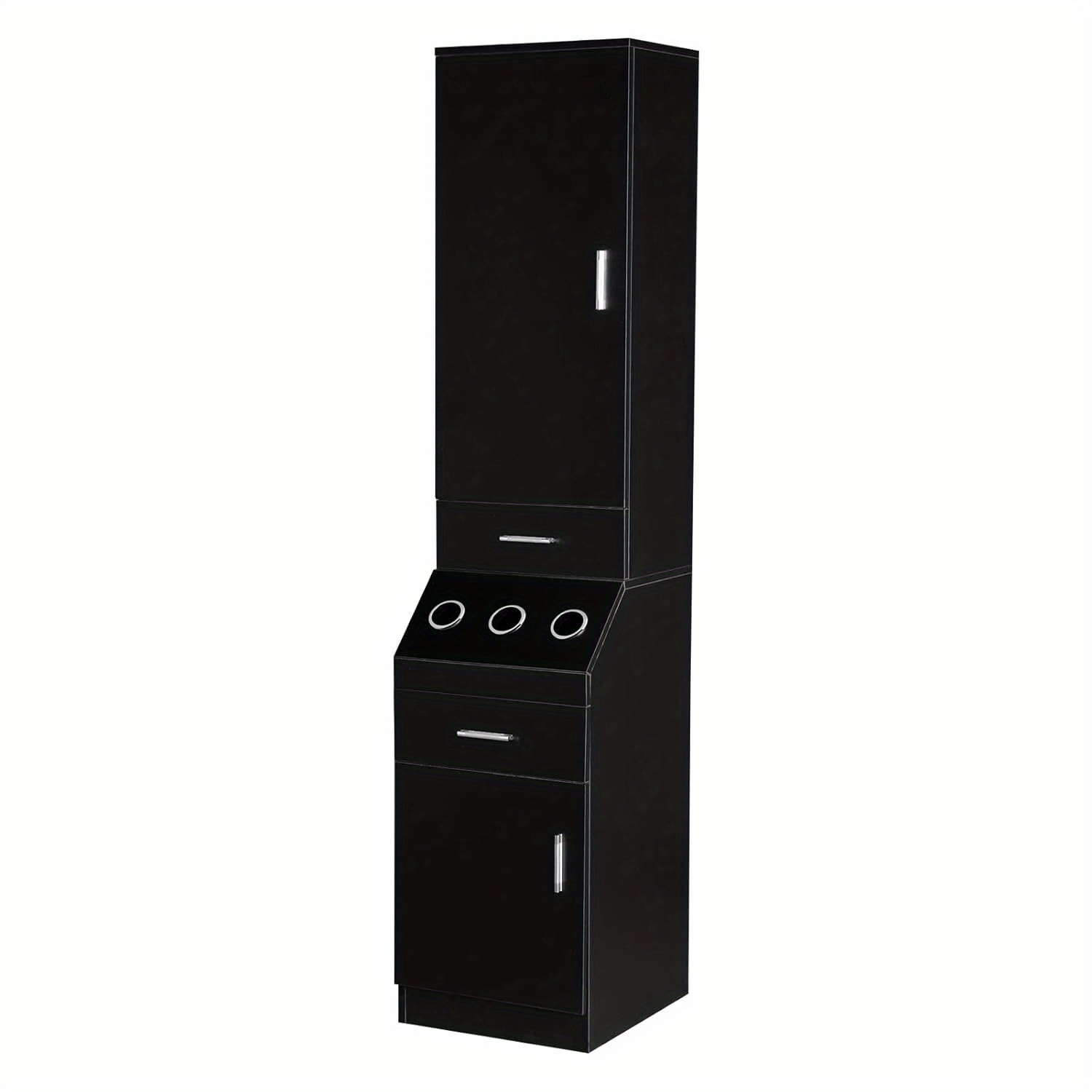 TEMU Station de salon robuste OmySalon avec de rangement à 2 niveaux, 2 tiroirs et 3 supports de outils chauds - Grande station de avec porte,