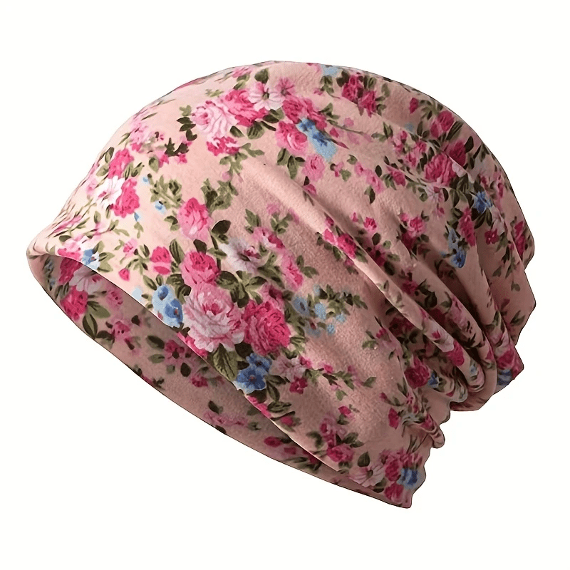 TEMU Floral Digital Printing, Easy And Lightweight, Brimless Beanie, Comfortable Apparel, Beanie