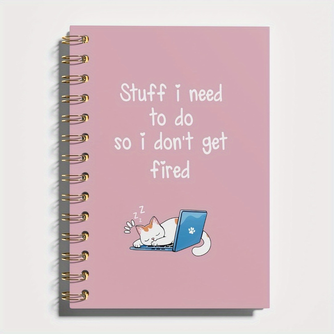 

Room Decor 1pc Whimsycat Spiral Notebook - 5.5x8.3in, 50 Pages, Paper Material, Funny Work Journal With "stuff I Need Don't Get " Cover, Unique Office Supplies For Cat Lovers