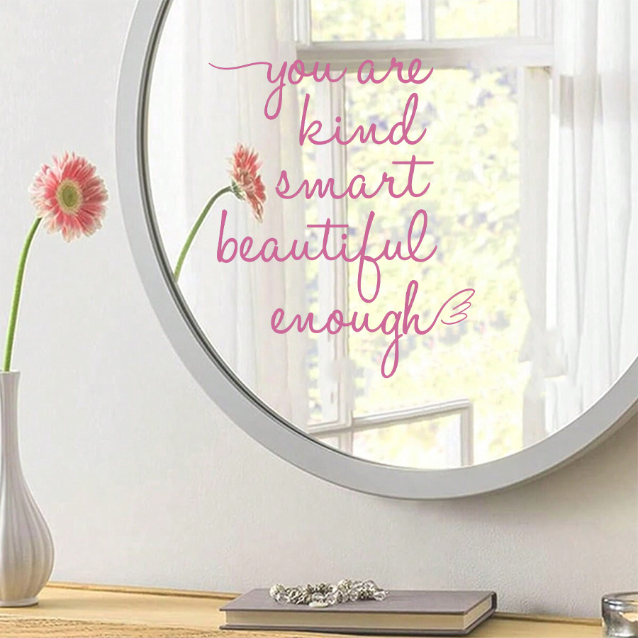 Inspirational Quotes Mirror Stickers, Removable Peel and Stick Decal