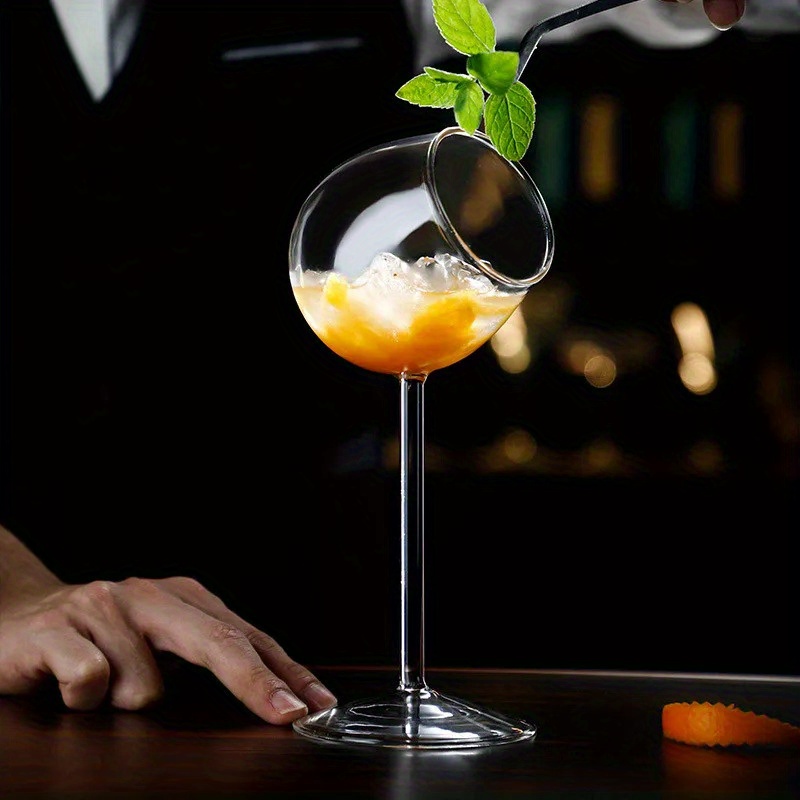 Elegant Slanted Mouth Cocktail Glass - with Narrow Opening, Prevents Dilution - Clear Martini Cup for Wedding, Party, Home Bar - Insulating Reusable Drinking Glassware - Ideal Gift for Mixologists & Hosts