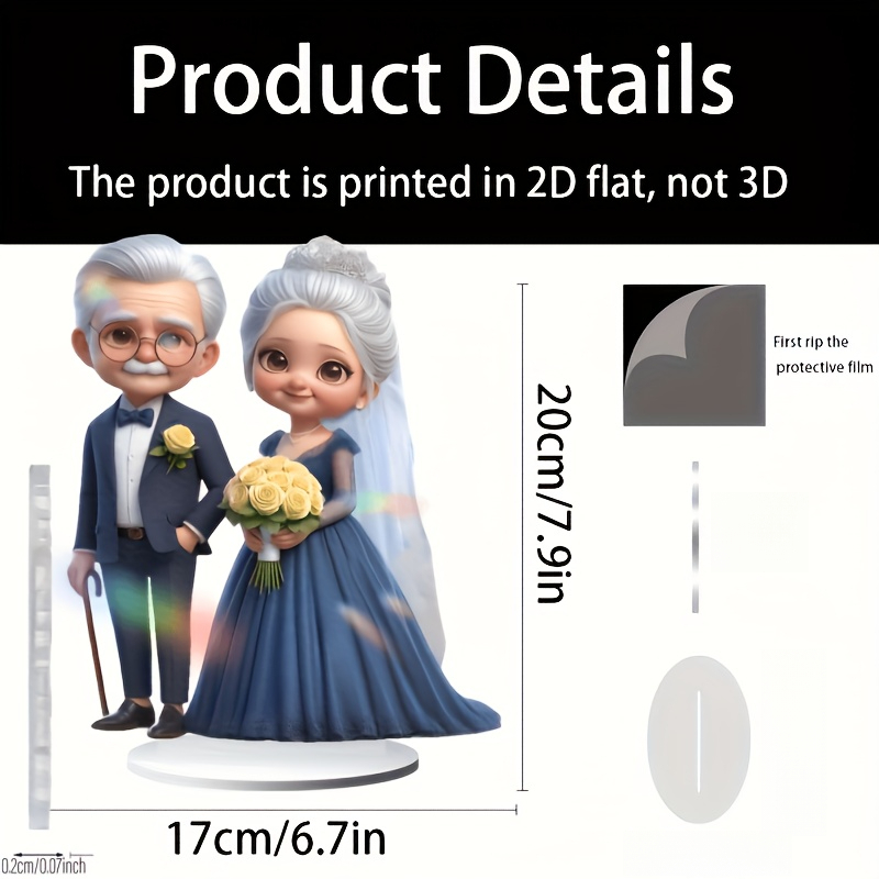 TEMU 2d Flat, 2d Flat Surface, 2d Flat Surface Printed Decorative Ornament, Romantic Anniversary Decoration With Stand. Suitable For Home, Office,