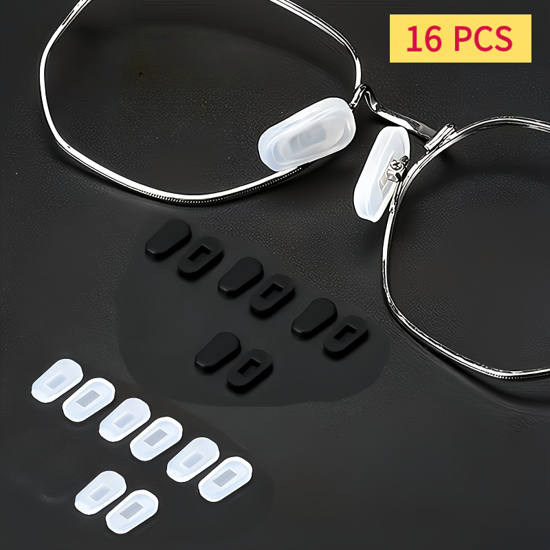TEMU 16 Coussinets de Nez Souples en Silicone pour Lunettes, Lot de Coussinets de Nez de Remplacement, Coussinets de Pont de Nez Antidérapants et