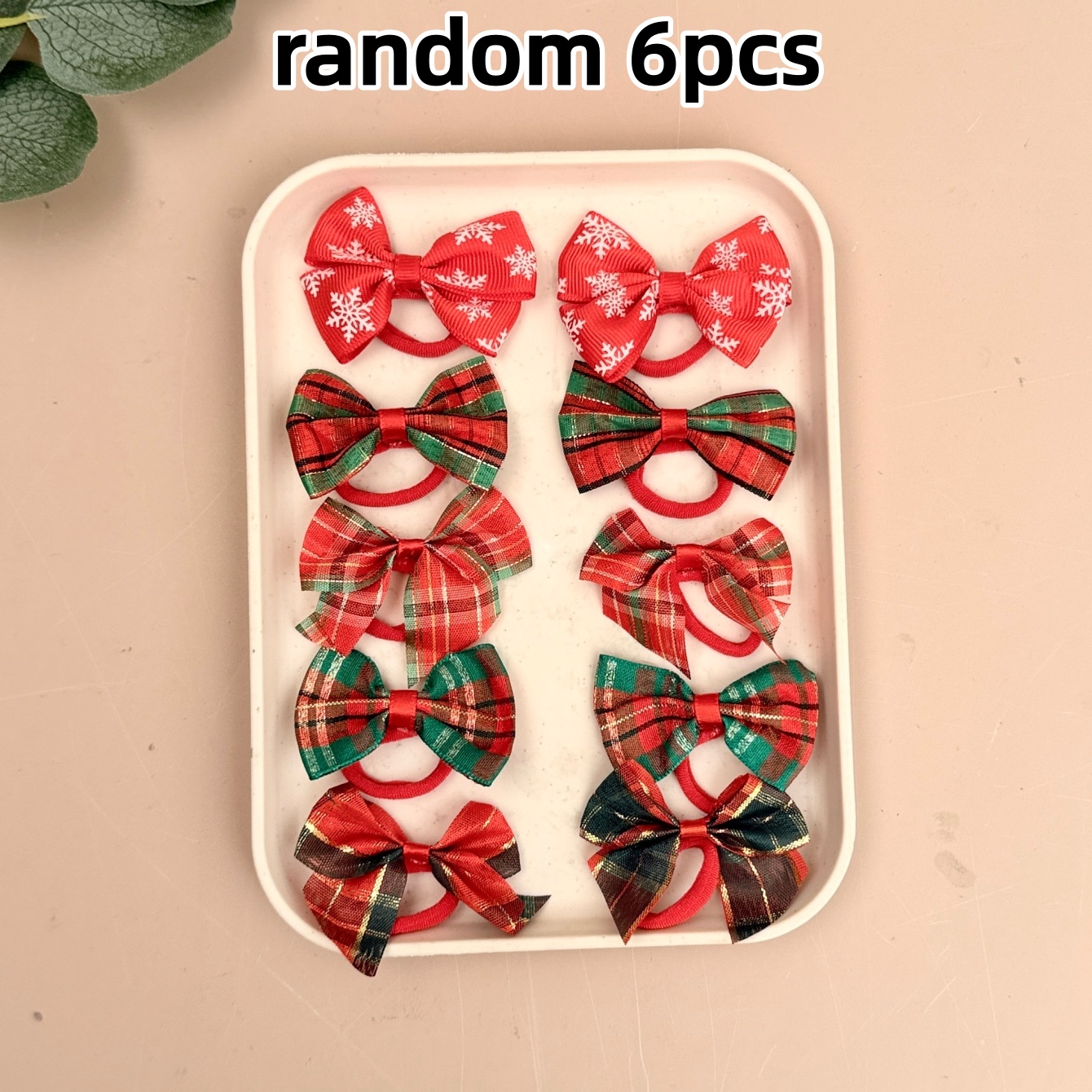 TEMU Set da 6 pezzi di elastici per capelli casuali per con , di e scozzesi natalizi, accessori per capelli dolci e versatili per le feste, foto,