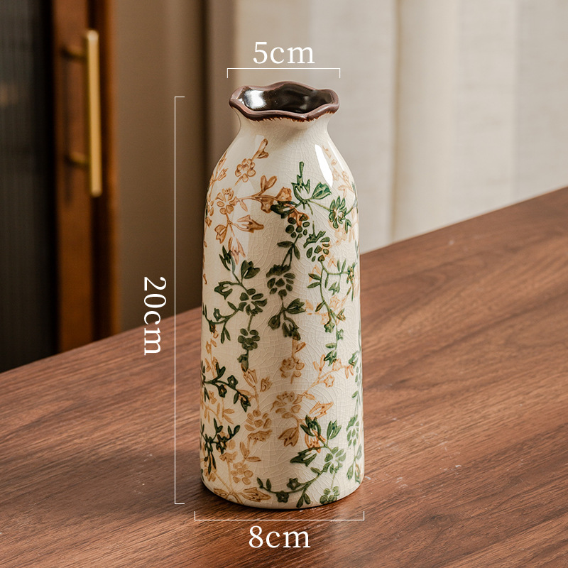 Image of Vintage Vase And Beige, Featuring Chinoiserie Floral Designs, Perfect For Rustic For Home Decor. Ideal For Living Rooms, Bookshelves, And Offices