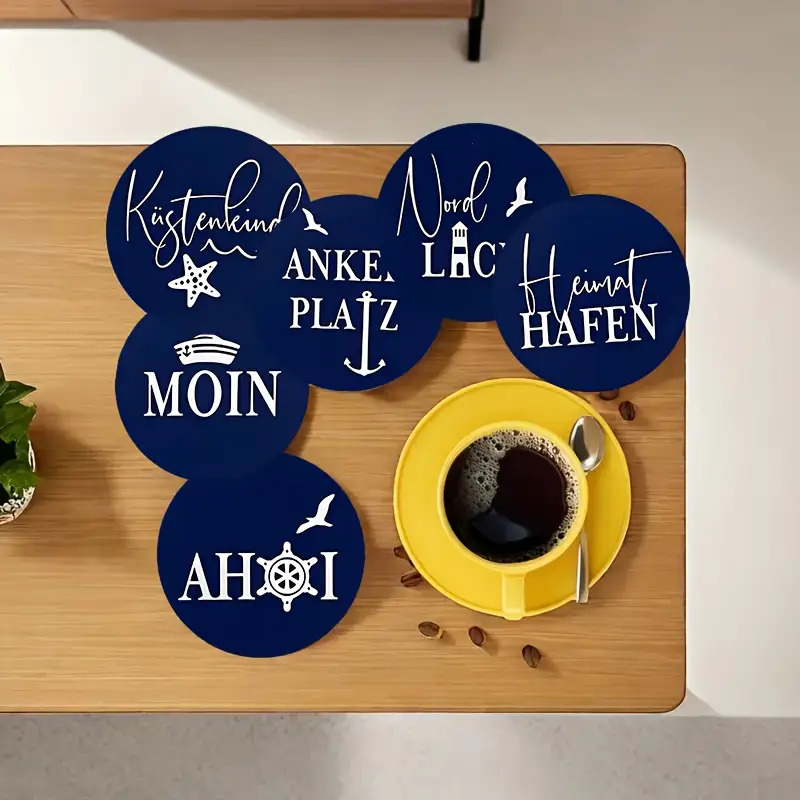 A Set Of 6 Interesting Personalized Art Wooden Coasters, Heat-resistant Beverage Coasters, Decorative Desktop Protection, Non-slip Wooden Coasters, Suitable For Gift Surprises