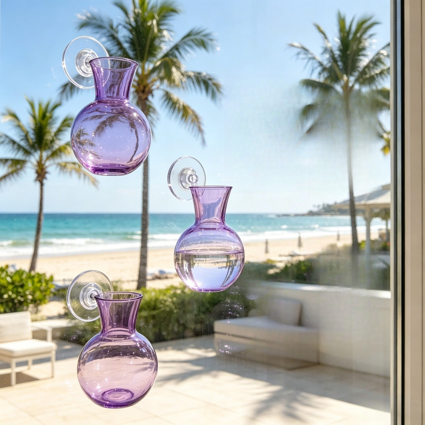 TEMU 3/6/9pcs Window Plant Propagation Station (purple) Pvc Material, Bulb Vase With Suction Cup - No Nails Needed, Hanging Plastic Container For