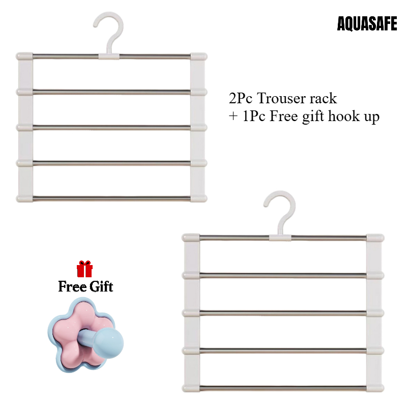 TEMU 2 Pants Hangers + 1 Free Hook, Ladder Pants Hanger, Household Ladder Pants Hanger, Space-saving Design, Suitable For Pants, Leggings, Scarves,