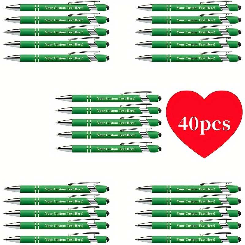 

40-pack Custom Engraved Metal Ballpoint Pens With Clips, , Personalized Text Option, Ideal For Gifts, Office, Weddings, Graduations - College Ruled, No Feathers, Mixed Color