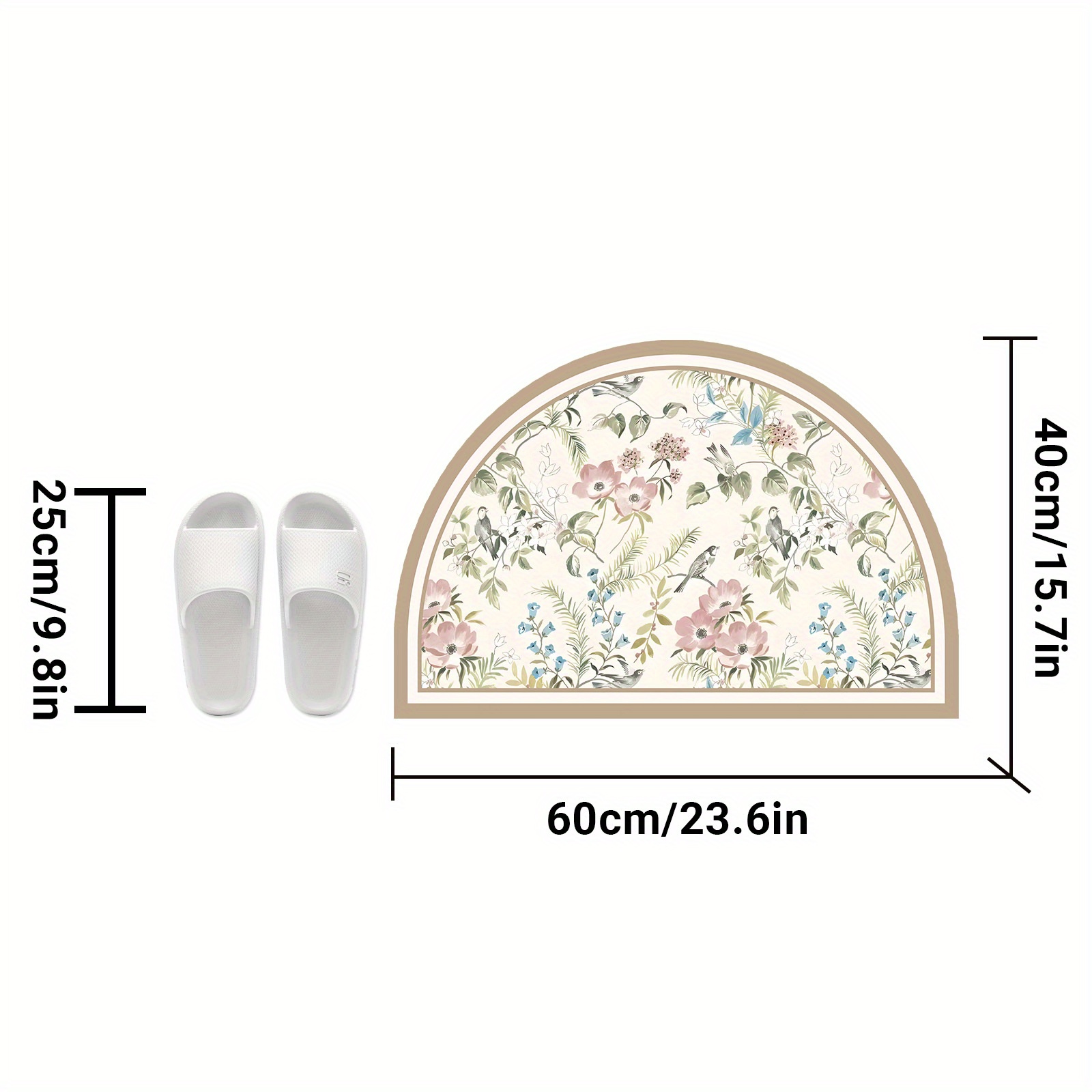 TEMU 1pc Super Non-slip Rubber Sole Bathroom Mat, Floral Print Bathroom Mat, Soft Absorbent Quick-drying Mat, Carpet Shower Tub Outdoor Doormat, Home