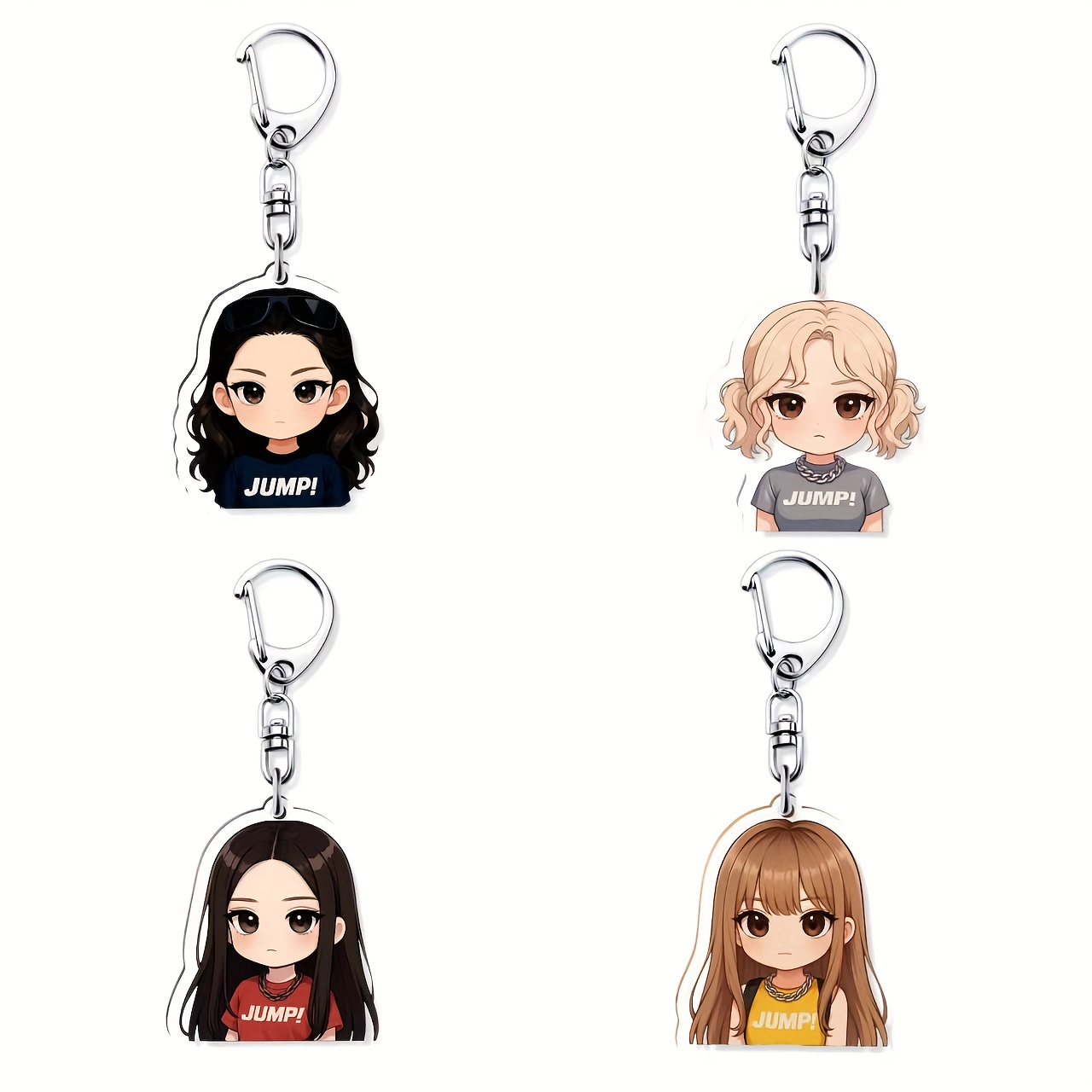 TEMU 2d Flat - 2d Flat 4pcs Key Chain Anime Merchandise