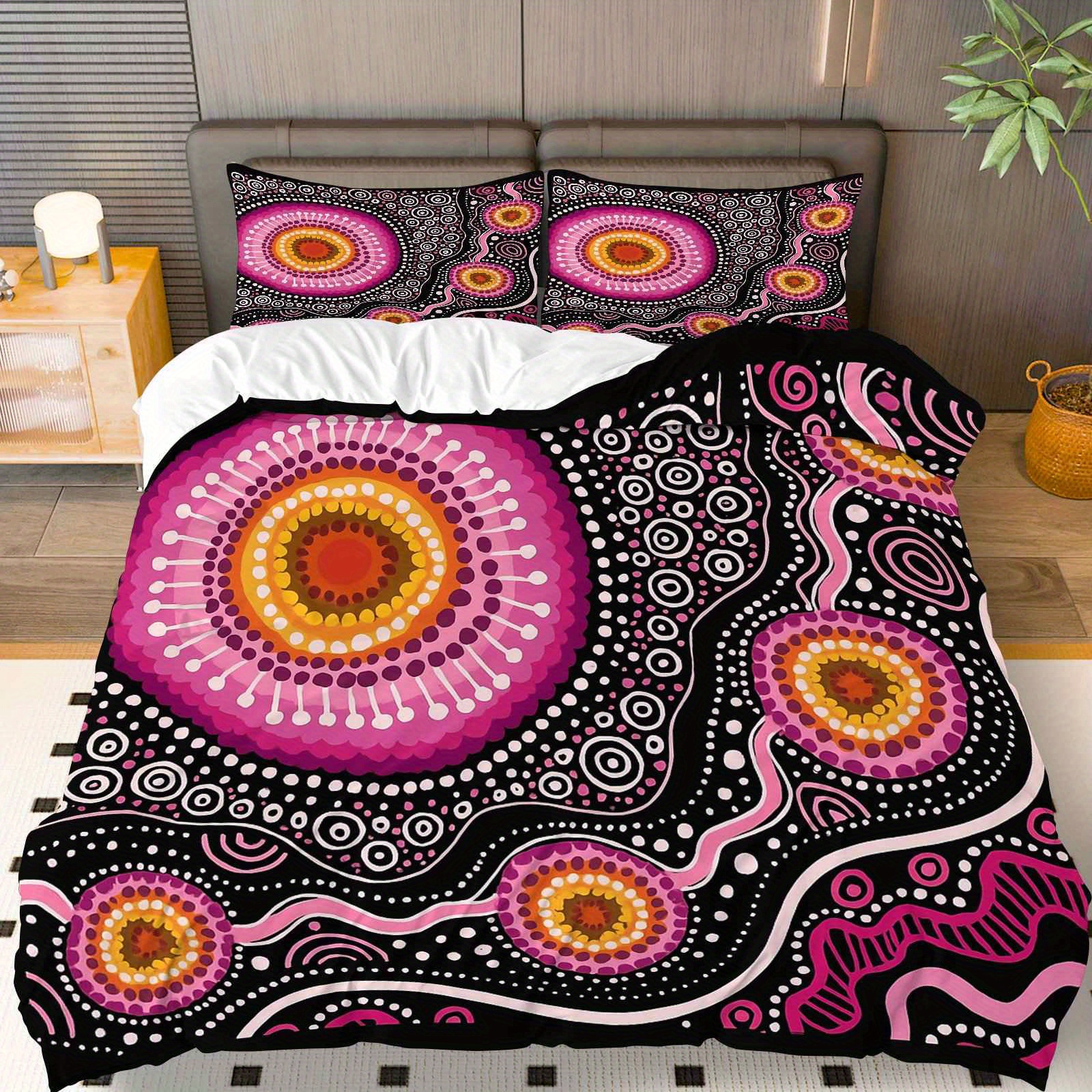TEMU 3pcs Duvet Cover Set, 1 Duvet+2 Pillowcases(without Filler), Art Abstract Pattern Theme, Bohemian Bedding Set, Pattern Suitable For Decoration