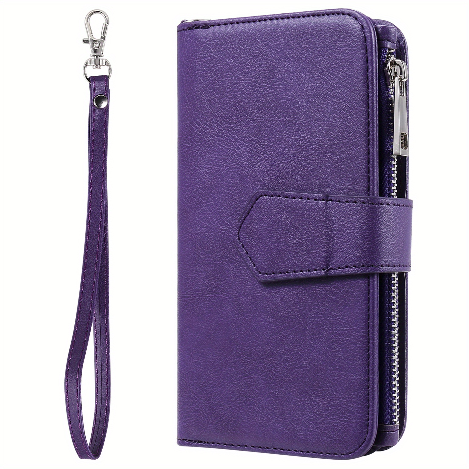 TEMU Phone Case: -color Solid Color -one Zipper Style Matte Flip Cover Synthetic Leather Phone Case, Pu Synthetic Leather Magnetic Flip Protective
