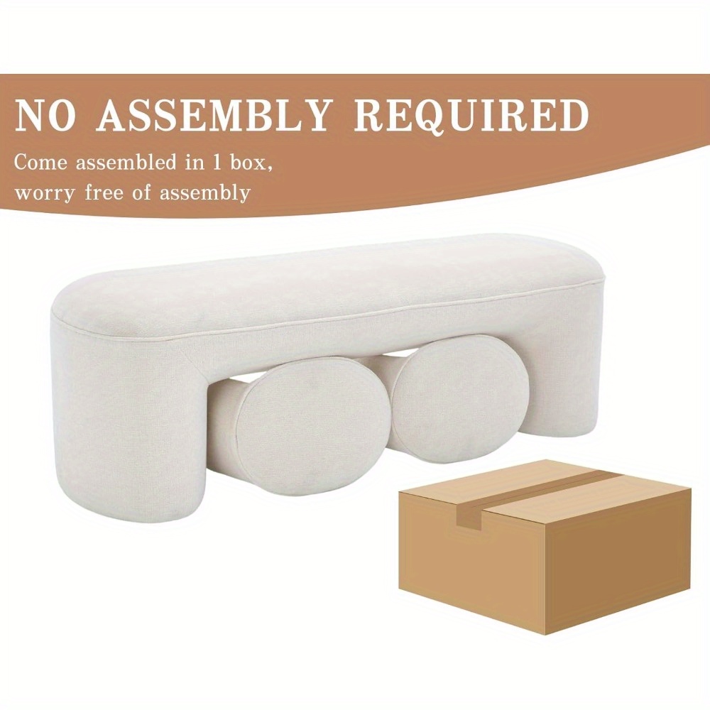 53 Inch Long Bedroom Bench with 2pcs Step Stools, Nesting Ottoman Bench Set, Padded End Of Bed Bench Modern Upholstered Bench for Living Room, Entry, Porch